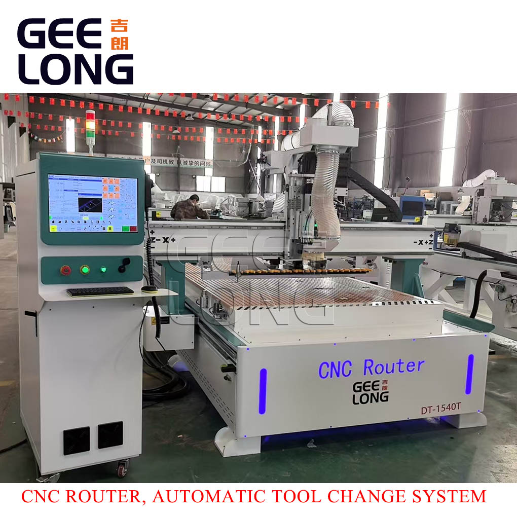 China Geelong konfigurasi CNC router dengan sistem perubahan pisau otomatis China Geelong konfigurasi CNC router dengan sistem perubahan pisau otomatis